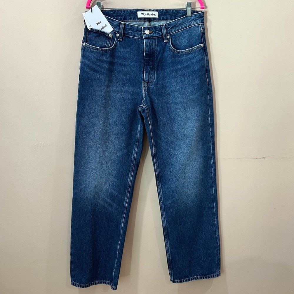 NWT Won Hundred Steve Blue Jeans 90s Buttonfly Relaxed Straight Leg Men 32x32